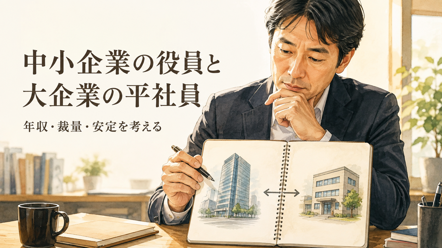 alt：中小企業と大企業の働き方を比較して考える40代会社員